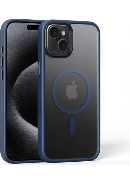 Apple iPhone 15 Uyumlu Kılıf Zebana Fros Silikon Kılıf (Kablosuz Şarj Destekli) Desert Titanyum