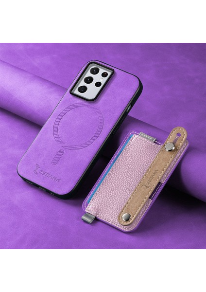 Samsung Galaxy S23 Ultra Uyumlu Kılıf Zebana 2in1 Best Deri Kılıf Mor