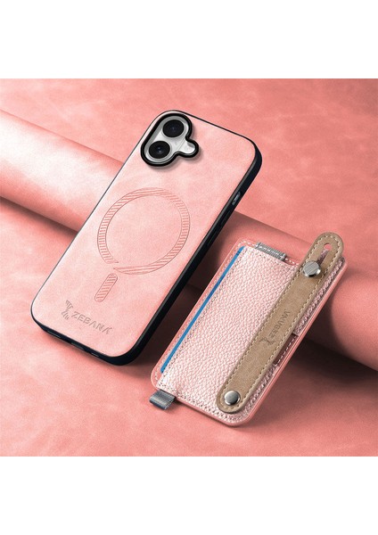 Apple iPhone 16 Uyumlu Kılıf Zebana 2in1 Best Deri Kılıf Pembe