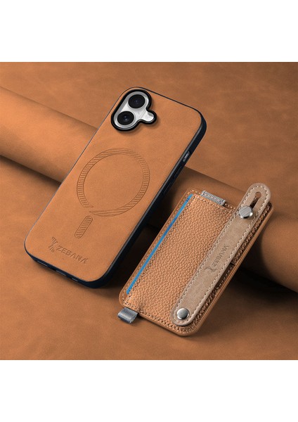 Apple iPhone 16 Plus Uyumlu Kılıf Zebana 2in1 Best Deri Kılıf Kahverengi