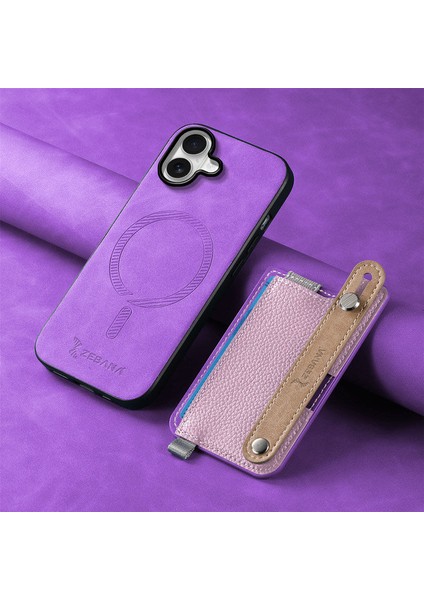 Apple iPhone 16 Plus Uyumlu Kılıf Zebana 2in1 Best Deri Kılıf Mor