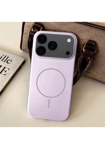 Apple iPhone 17 Pro Max Uyumlu Kılıf Zebana Liquid Soft Silikon Kılıf (Kablosuz Şarj Destekli) Lila