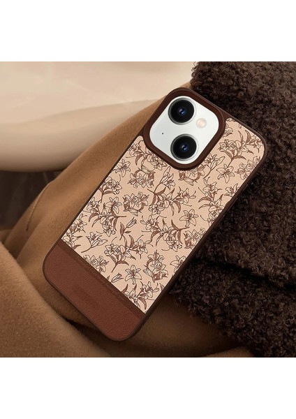 Apple iPhone 15 Uyumlu Kılıf Zebana Lily Flowers Silikon Kılıf Kahverengi modelleri