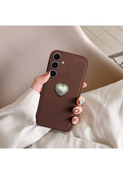 Samsung Galaxy S24 Plus Uyumlu Kılıf Zebana Velvix Silikon Kılıf Kahverengi