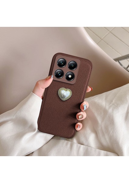 Xiaomi Mi 14T Pro Uyumlu Kılıf Zebana Velvix Silikon Kılıf Kahverengi