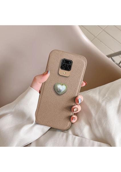 Xiaomi Redmi Note 9 Pro Max Uyumlu Kılıf Zebana Velvix Silikon Kılıf Açık Kahverengi