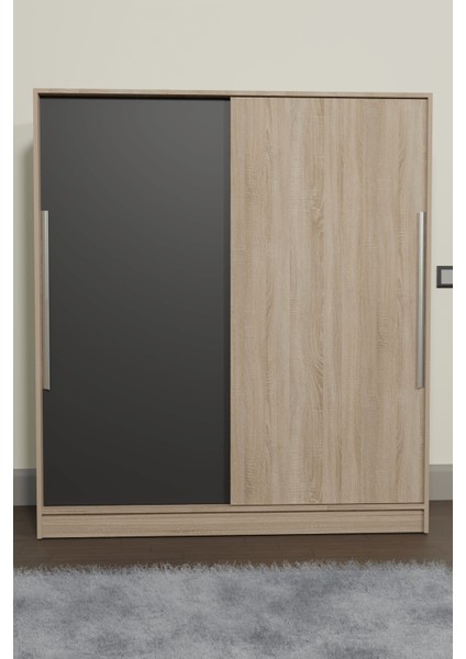 AE-4001 Zambak Sürgülü Dolap Çok Raflı Çekmeceli Askılı Sonomo Kasa (Gri-Sonomo Kapaklı) Gardırop fiyatları