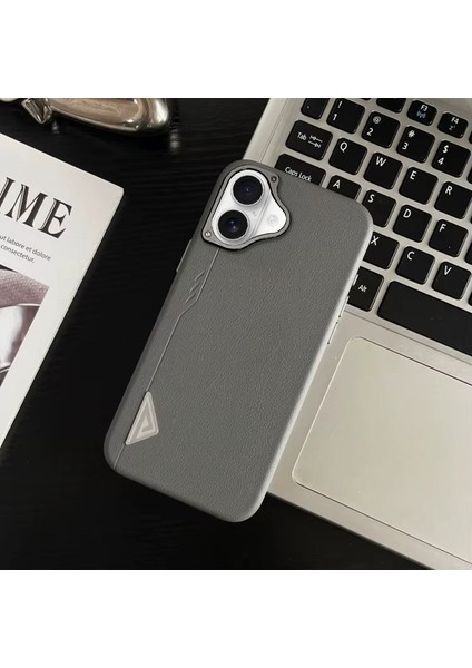 Apple iPhone 17 Uyumlu Kılıf Zebana Arvento Elite Deri Kılıf (Kablosuz Şarj) Gri
