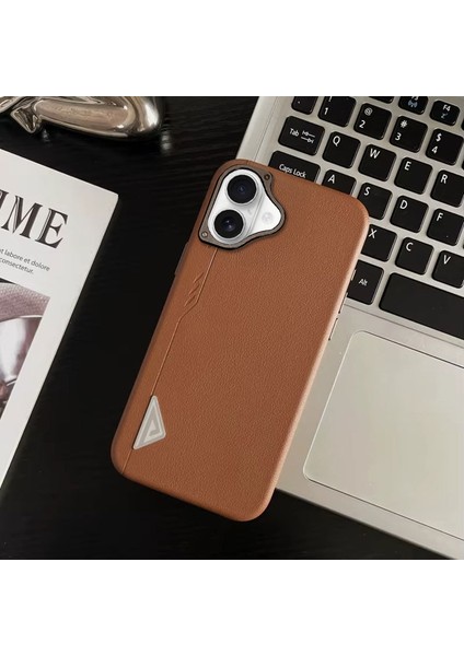 Apple iPhone 17 Uyumlu Kılıf Zebana Arvento Elite Deri Kılıf (Kablosuz Şarj) Kahverengi