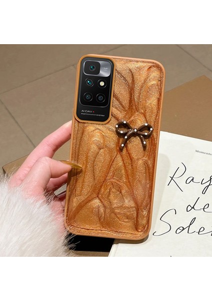 Xiaomi Redmi 10 2022 Uyumlu Kılıf Zebana Fionka Silikon Kılıf Kahverengi