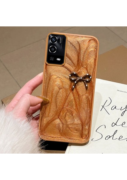 Oppo A55 Uyumlu Kılıf Zebana Fionka Silikon Kılıf Kahverengi