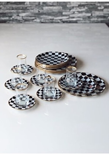 24 Parça Çiçek Desenli Yemek Takımı 6 Kişilik Altın Renk Opal Cam fiyatları