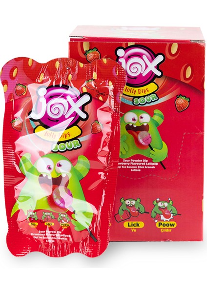 Çilek Aromalı Toz Banmalı Ekşili Lolipop 24'lü fiyatları