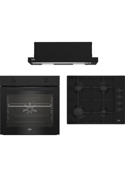 Metal Siyah Ankastre Set (Bfm 310 S + Bomd D 6110 Es + P 38 Ts)