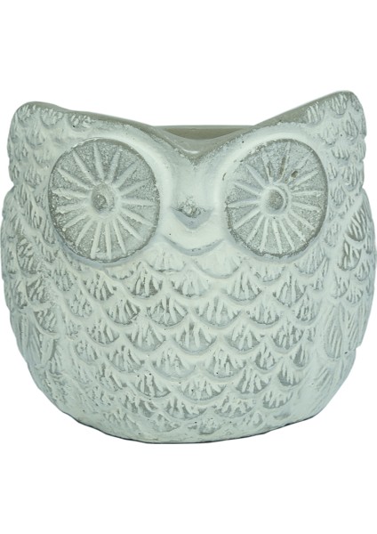 Baykuş Saksı Küçük Boy Beyaz
