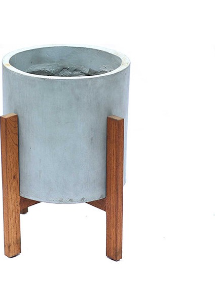 Berlin Ayaklı Yuvarlak Saksı S Gri