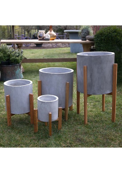 Berlin Ayaklı Yuvarlak Saksı S Gri fırsatları