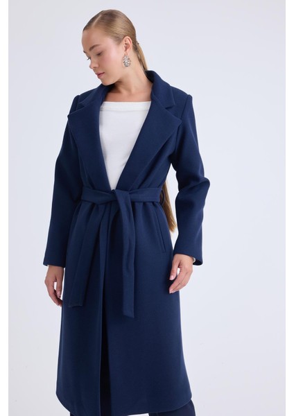 Ceket Yaka Kuşaklı Kaşe Kaban fiyatları