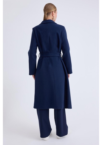 Ceket Yaka Kuşaklı Kaşe Kaban indirimleri