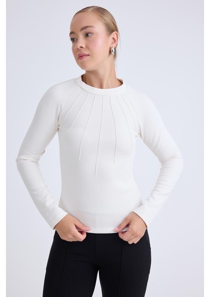 Önü Dikişli Uzun Kol Bluz