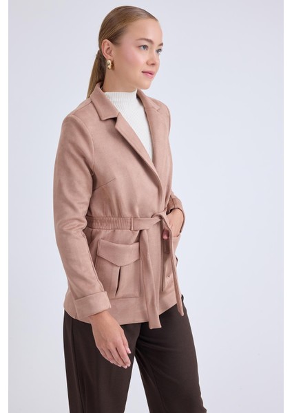 Belden Bağlamalı Süet Ceket modelleri
