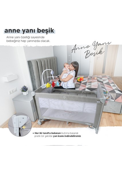 Napp 6 In 1 Anne Yani Park Yatak Oyun Parkı 70X120 XL modelleri