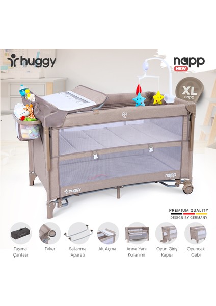 Napp 6 In 1 Anne Yani Park Yatak Oyun Parkı 70X120 XL