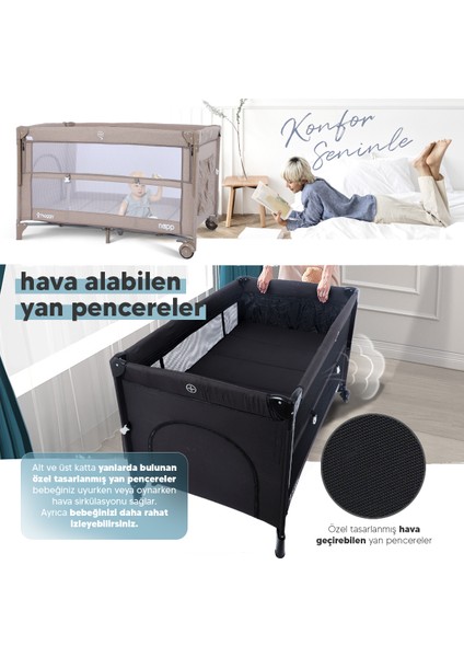 Napp 6 In 1 Anne Yani Park Yatak Oyun Parkı 70X120 XL