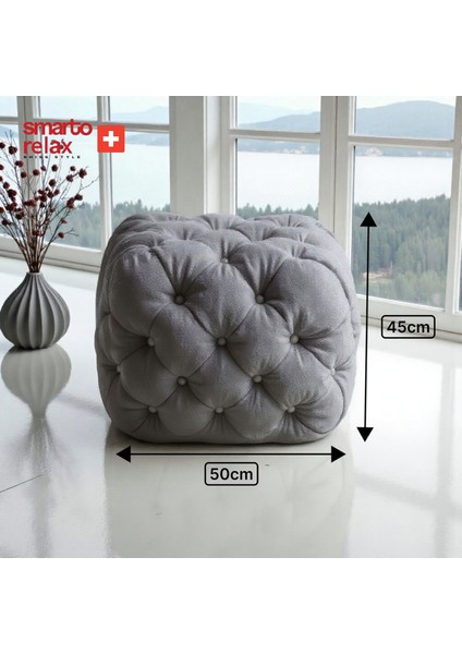 Puf Zinal Ayaksız Kapitoneli Kare 45x45 cm(Gri) modelleri