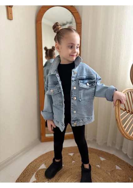 Kız Çocuk Nakış ve Taş Işlemeli Kot Ceket-Jeans Ceket/kot Mont-Jeans Mont modelleri