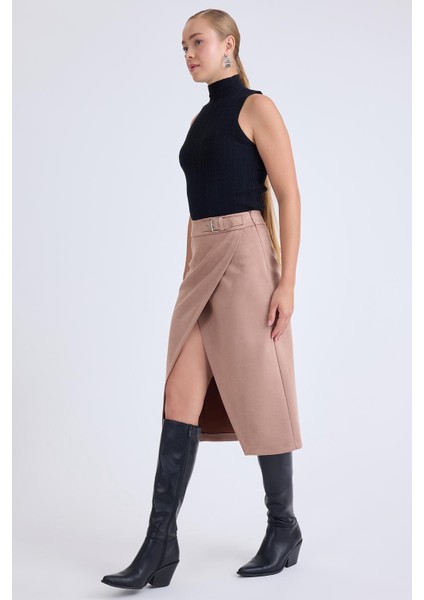 Önü Tokalı Midi Süet Etek fiyatları