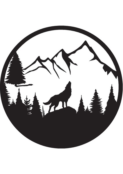 Bozkurt ve Dağlar Duvar Dekor Sticker 40 x 40 cm