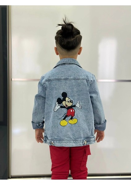 Mickey Mause Nakışlı Kot Ceket-Bayramlik modelleri