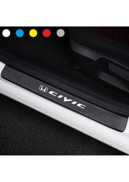Honda Civic Için Özel Yeni Uyumlu Aksesuar Oto Kapı Eşiği Özel Yeni Sticker Karbon 4 Adet