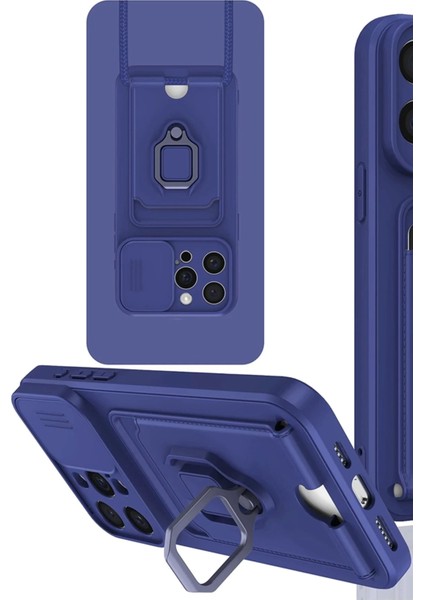 Bfs iPhone 15 Pro Max Kılıf Zuma Kartvizitli Yüzüklü Silikon - Lacivert