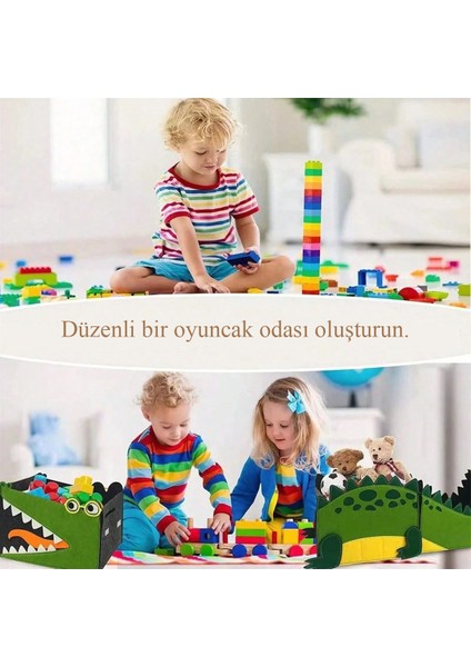 Bebek ve Çocuk Odası Timsah Desenli Keçe Oyuncak Saklama Sepeti fırsatları