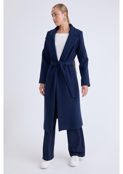 Ceket Yaka Kuşaklı Kaşe Kaban modelleri