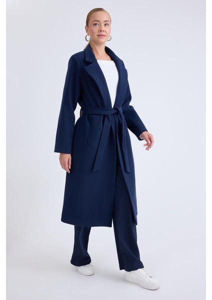 Ceket Yaka Kuşaklı Kaşe Kaban indirimleri