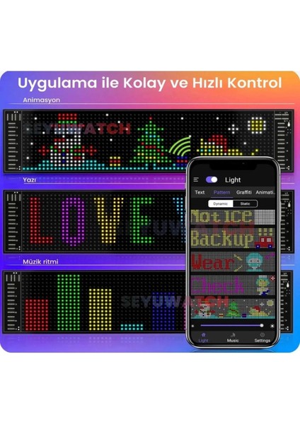 LED Panel Cama Yapışan Telefon Kontrollü LED Ekran Panel 16*64 LED Sayısı fiyatları