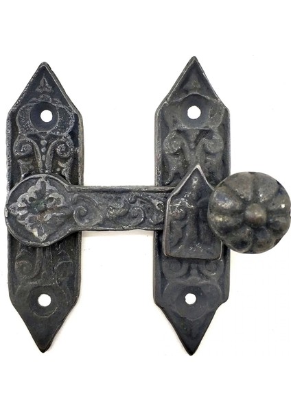 Antika Tarz Dekoratif Pirinç Kapı, Pencere Mandalı - 86X72 Mm, Oksit