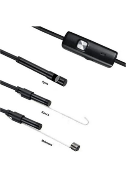 Endoskop Yılan Video Kamera Led’li 5 Metre 7 mm Sert Kablo Yüksek Kaliteli Stereo