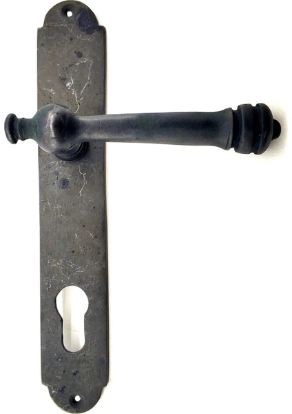 Antika Tarz Dekoratif Pirinç Taşra Yale Kapı Kolu - 220X35 Mm, Oksit