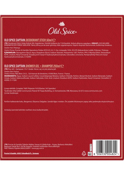 Footballer Hediye Seti: Captain Deodorant stick 50 Ml, duşjeli 250 Ml ve çorap