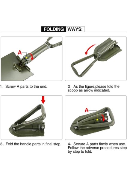 Profesyonel Portatif Katlanabilir Kürek ( Orta Boy 59 cm )
