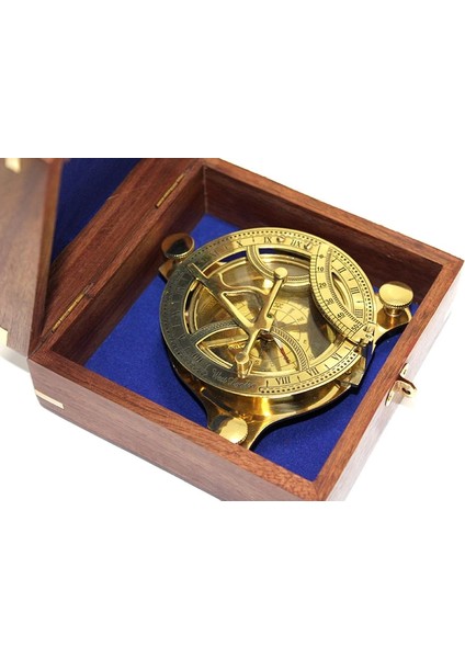 Ahşap Kutulu El Yapımı Pirinç Güneş Saati ve Pusula 15640 fiyatları