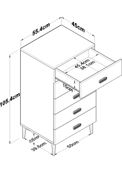 BE106 Şifonyer 5 Çekmeceli Yatak Odası Bebek Odası Beyaz fiyatları