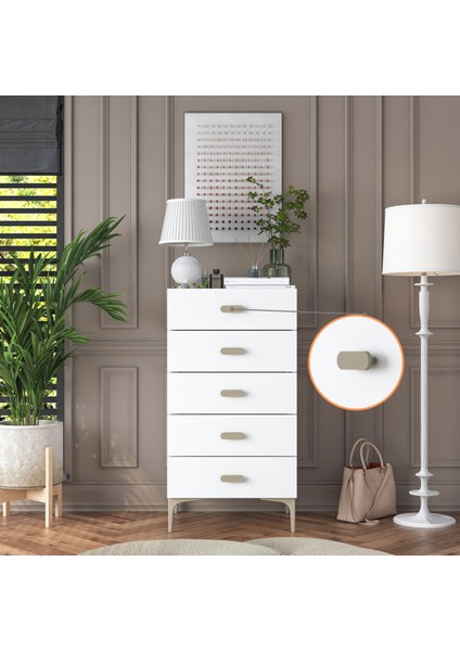 BE106 Şifonyer 5 Çekmeceli Yatak Odası Bebek Odası Beyaz modelleri