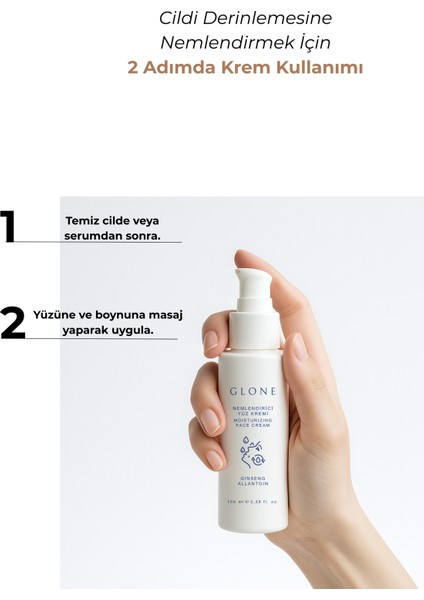 Nemlendirici Yüz Kremi | 100ml | Ginseng & Kolajen | Onarıcı ve Işıltı Veren Günlük Bakım