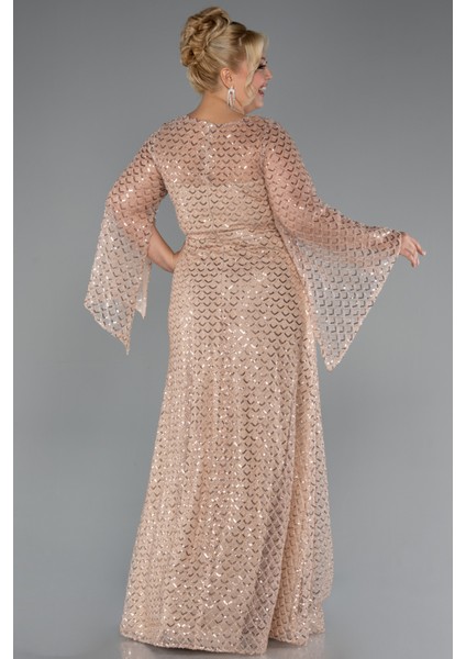 Uzun Kol V Yaka Boncuklu Büyük Beden Abiye ABU5243 fiyatları