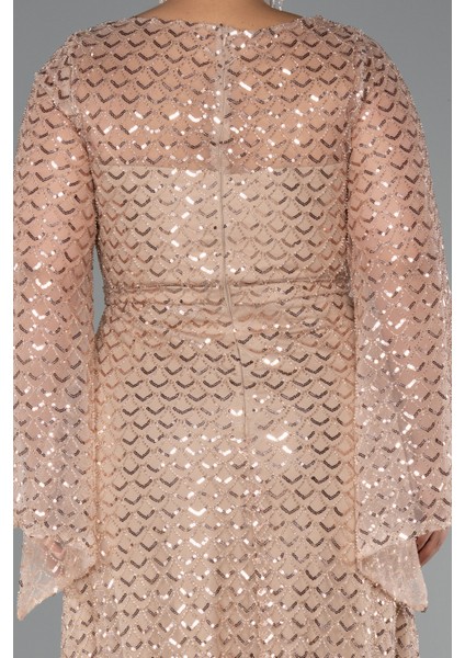 Uzun Kol V Yaka Boncuklu Büyük Beden Abiye ABU5243 fırsatları